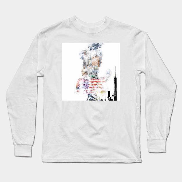 This Girl is on Fire with Flag Long Sleeve T-Shirt by Phatpuppy Art